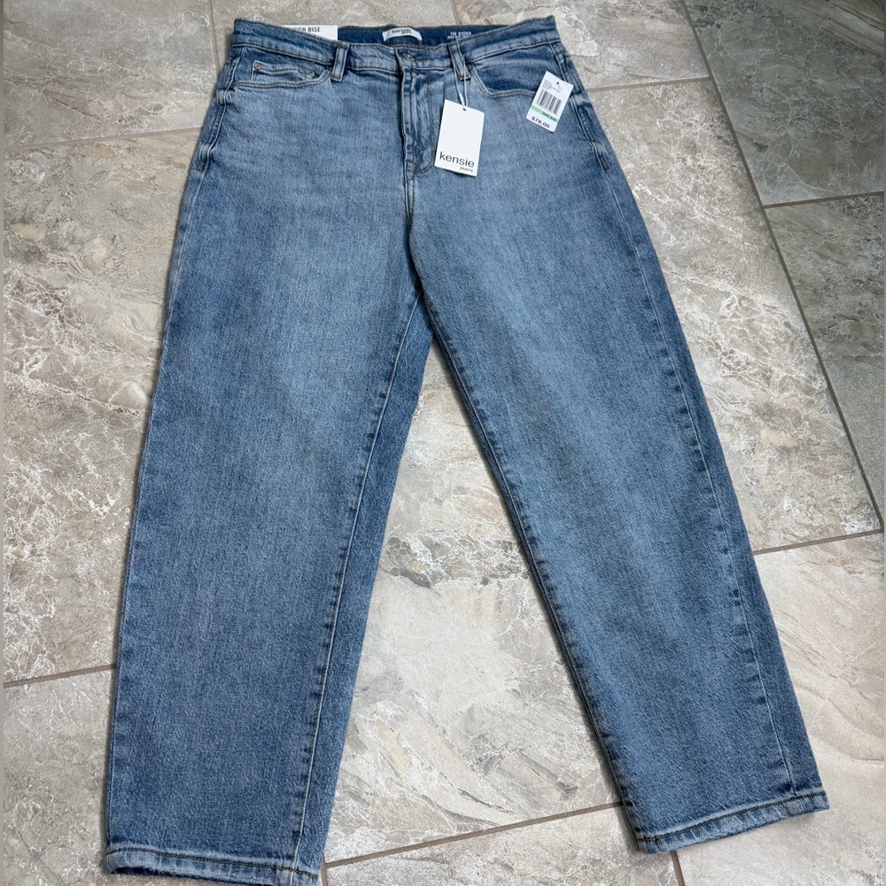 Kensie High Rise Cropped Barrel Jeans Size 8